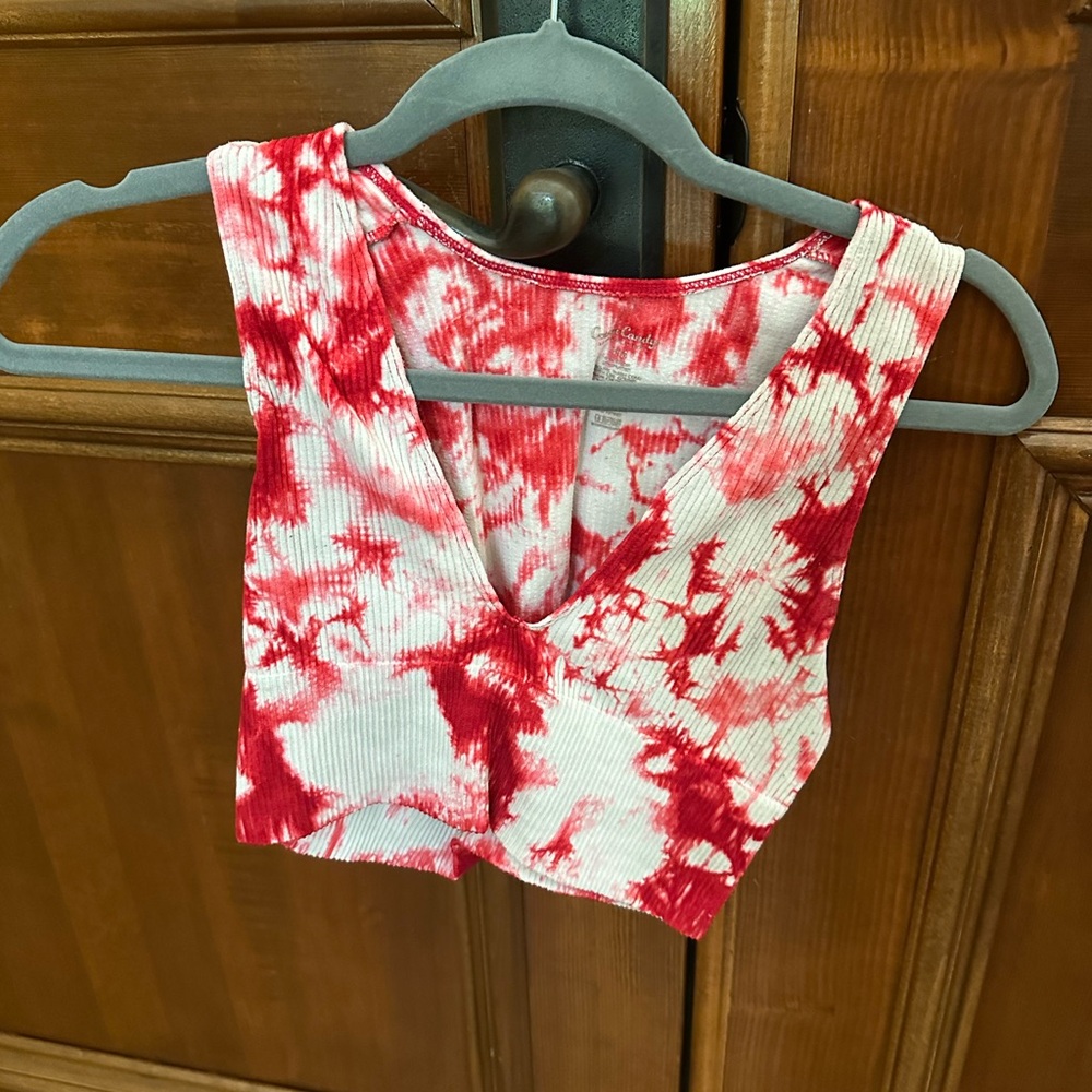Red Tie-Dye Women's Crop Top